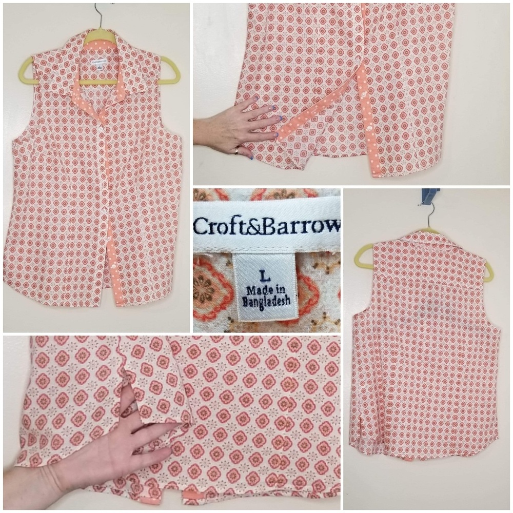 Croft & Barrow Button-up Coral/Cream Size L